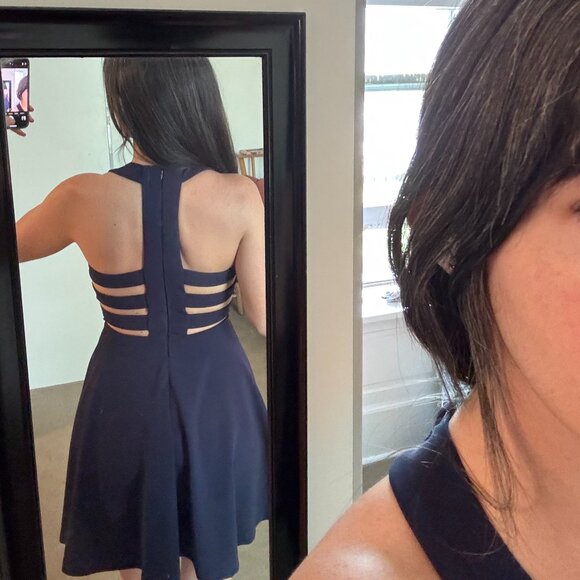 Lulus fit & flare mini dress in Navy - Picture 8 of 9